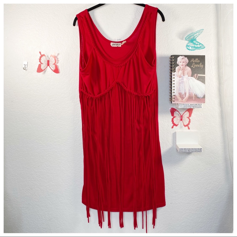 Gold Flava Size 16 Fun Fringe Red Dress